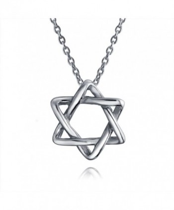 Star of David Ribbon Pendant Sterling Silver Necklace 16 Inches - C1114EJJW63