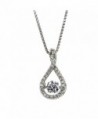 NANA Twisted Pear Dancing Stone Pendant S-Silver & Swarovski CZ with 0.8mm 22" Adjustable Box chain - CL1229F47VN