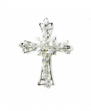 Faship Sparkling Purple Crystal Crucifix in Women's Brooches & Pins