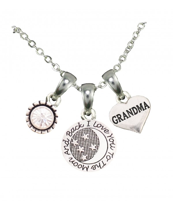 Grandma Love You To The Moon Silver Chain Necklace Heart Jewelry Gift - CQ12BNN1AN9