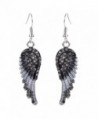 EVER FAITH Angel Wing Hook Earrings Austrian Crystal Silver-Tone - Black - CI11F1IBJW1
