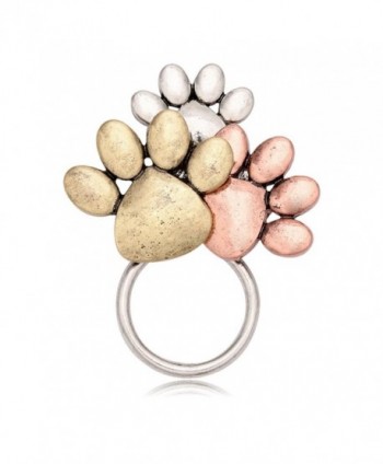 MANZHEN Tri-colors Dog Paw Print Magnetic Badge Eyeglass Holder Brooch for Shirts - Silver - CW17YZ7R863