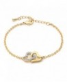 MYJS Match 2 Gold Plated Love Heart Bracelet with Clear Swarovski Crystals - 18+4cm Extender - C01230NF8IJ