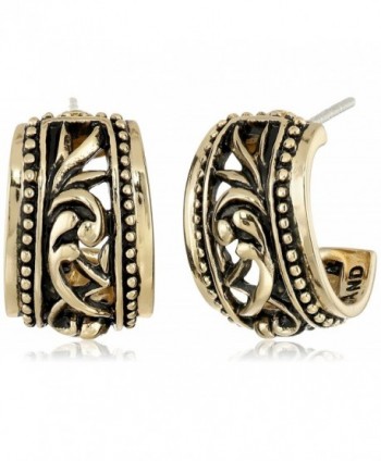 Barse "Basics" Carved Bronze Hoop Earrings - C211D0513Y1