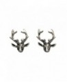 Sterling Silver Deer Head w/Antlers Stud Earrings - C611G5T6IB7