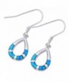 Tear Drop Lab Created Blue Opal Dangle Style .925 Sterling Silver Earrings - CP11M0UTPAZ