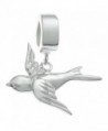 Sterling Silver Flying Swallow European Style Dangle Bead Charm - CF11A0MLUYT
