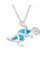 Sinlifu Cute Animal Pendant Necklace Blue Opal Silver Plated For Women Girls Children - C311NXW7JOJ