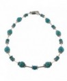 Womens Turquoise Magnesite & SS Tube Ladies Beaded Anklet with Daisies - C011DUUMH9L