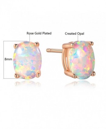GEMSME Created Earrings rose gold plated base created opal in Women's Stud Earrings