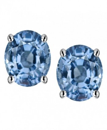 Star K Sterling Silver Oval 8x6mm Classic Earring Studs - Simulated Aquamarine - C0114AGSR4H