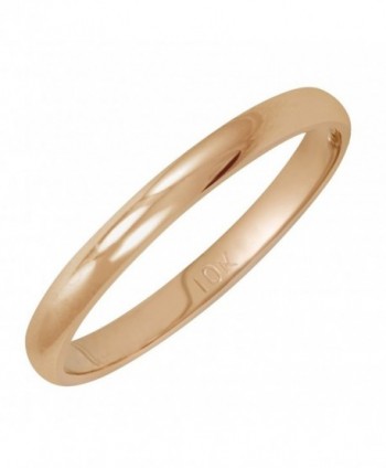 Women's 10K Rose Gold 2mm Classic Fit Plain Wedding Band (Available Ring Sizes 4-8 1/2) - CJ184Y7WY2N