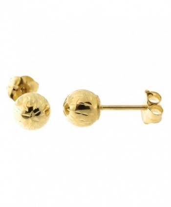 14k Yellow Gold Diamond Cut Ball Stud Earrings - CD187ITKKNC