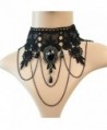 Meiysh Lolita Goth Punk Style Wedding Party Black Lace Choker Beads Tassels Chain Pendant Necklace for Women - C012BMMIIMD