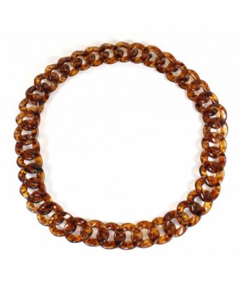 Lovely Links No. 2 Tortoise Shell Pattern Acrylic Long Necklace- 28 Inches - C912GNWGYJ1