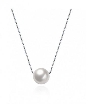 Maxilei 925 Sterling Silver Necklace Handmade White Pearl Pendant Chain For Women Or Girls - C5180DMSN4X