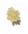 Alilang Vintage Inspired Tone Elegant Cream White Resin Enamel Rose Crystal Rhinestone Fashion Jewelry - C61163ZMWO5