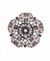 Alilang Copper Tone Purple Rhinestones Daisy Floral Princess Shield Crest Brooch Pin - CA114V75WPD