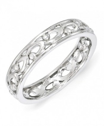 4.25mm Rhodium Plated Sterling Silver Stackable Carved Band - CH12K7JG2I9