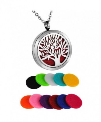 HooAMI Aromatherapy Essential Oil Diffuser Necklace Tree of Life Locket Pendant Jewelry - Silver(30mm) - CA12HITRVB3