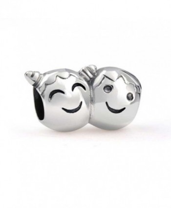 Bling Jewelry Pigtailed Brother and Sister Smiling Face Charm Bead .925 Sterling Silver - CT117MS6VLR