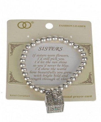Sisters Inspired Stretch Bracelet with Prayer Scroll Inside a Textured Square box - Jewelry Nexus - CC11P5M1BWV