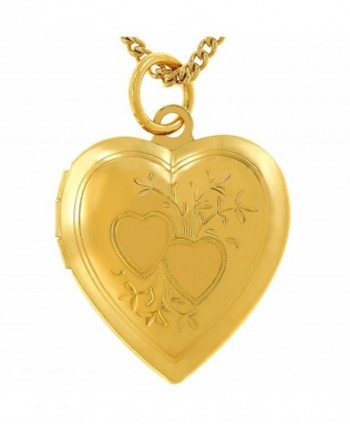Lifetime Jewelry Heart Locket Necklace- Double Heart Style- 24K Gold Over Bronze (with or without Chain) - CZ188DI3G7A