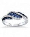 Blue Simulated Sapphire Micro Pave Twist Ring New .925 Sterling Silver Band Sizes 5-10 - C812MX1J2OS