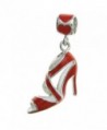 925 Sterling Silver Love High Heel Shoe Red Enamel Dangle Bead For European Charm Bracelet - CF11ZV1C4KT