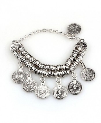 BESSKY Women's Bohemian Ethnic Vintage Silver Coin Anklet Bracelet - Turkish Jewelry - CE1262FUB8T