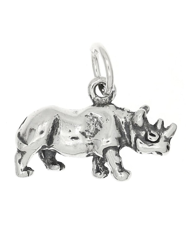 Sterling Silver Oxidized Three Dimensional Rhinoceros Charm - CB117GKHZEX