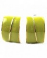Lime Green Enamel with Gold Accent Half Hoop Clip On Earrings - CF11S2APQCX