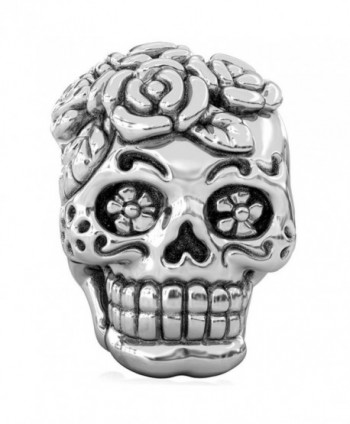 BELLA FASCINI Signature Skull Bead Charm - Dia de los Muertos - Sterling Silver - Fits European Bracelets - C911G2ZQXQ9