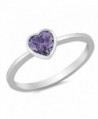 CHOOSE YOUR COLOR Sterling Silver Heart Promise Ring - Simulated Amethyst - CN12HL5ZAJ3