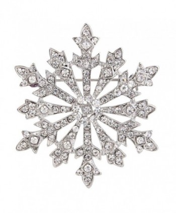 EVER FAITH Women's Austrian Crystal Winter Snowflake Brooch - 1-Clear Silver-Tone - C211IOM2ES9