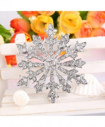 EVER FAITH Austrian Snowflake Silver Tone in Women's Brooches & Pins