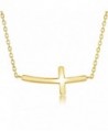 Sterling Silver Italian 16" + 2" Curved Cross Communion-Confirmation Necklace - Gold-Plated - C411G9LPMWH