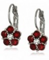 1928 Jewelry Crystal Flower Drop Earrings - Red/Silver - C711FQ51KM3
