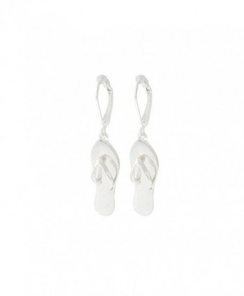 Silver Flip flop Leverback Earrings Island in Women's Drop & Dangle Earrings