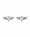 Stainless Steel Angel Wings Stud Earrings w/Heart Shaped Crystal Stone - CQ11FN4O39J