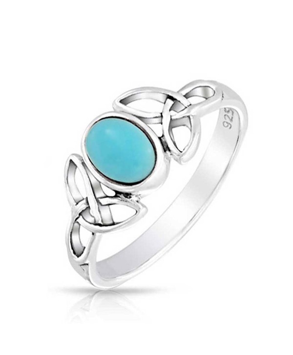 Open Celtic Knot Triquetra Reconstituted Turquoise Sterling Silver Ring - CM11L9DXH31