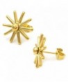 Stainless Steel Shining Sun Post Stud Earrings For Women Girls Gold Silver 14mm - Gold - CU12IHNGUA1