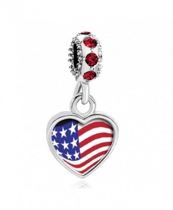 Heart of Charms USA American Flag Charms Live Love Laugh Heart Charms Beads for Snake Chain Bracelets - C9188GNEL7S