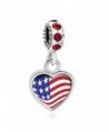 Heart of Charms USA American Flag Charms Live Love Laugh Heart Charms Beads for Snake Chain Bracelets - C9188GNEL7S