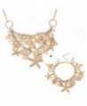 Pandahall Fashion Sea Shell Starfish Faux Pearl Charm Bracelets New Golden - bracelet & necklace + Gift Box - CW1832SXCO0