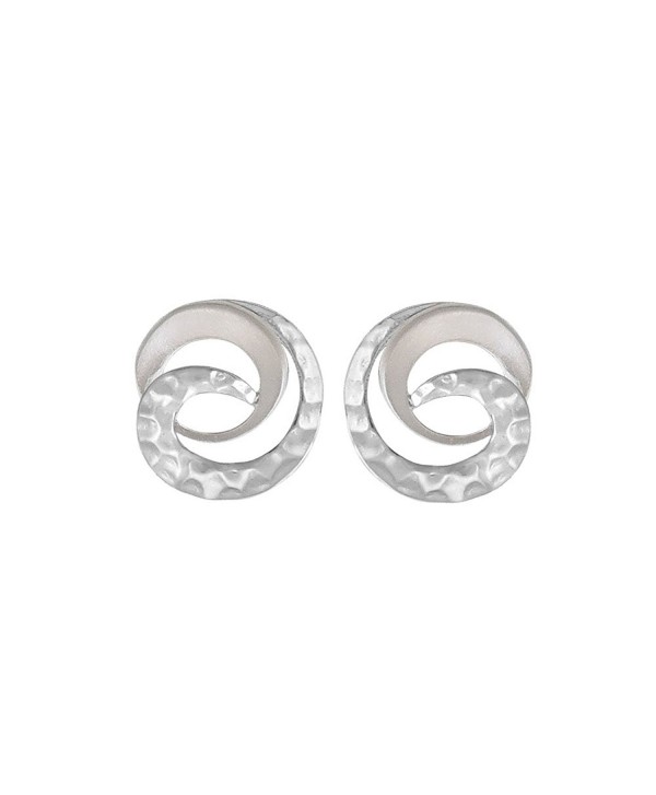 Boma Sterling Silver Hammered and Matte Finished Spiral Stud Earrings - CX17YT5DNC8