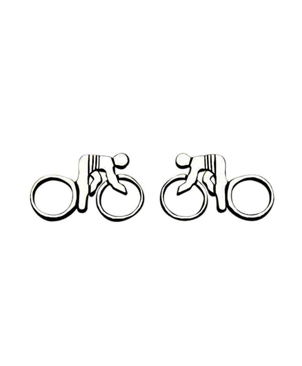 Sterling Silver Bicycle w/Rider Stud Earrings - CD1104URR9Z