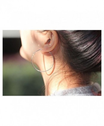 XDOBO Stainless Steel Rounded Silver Needle Hoop Earrings (60mm Diameter) - C81234LH763
