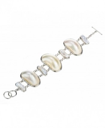 Szxc Jewelry Women's Mother of Pearl Shell Link Bracelet Adjustable - C0182IIQSKL