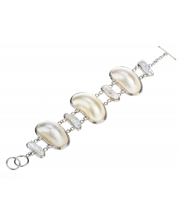 Szxc Jewelry Women's Mother of Pearl Shell Link Bracelet Adjustable - C0182IIQSKL